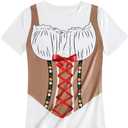 GRAJTCIN Short Sleeve Novelty Bavarian Oktoberfest T-Shirt German Bavarian Beer Festival Printed Costumes for Women (Large,Khaki)