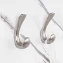 Metaliby 2 Pack Towel Hooks for Bathrooms Wall Mounted, Brushed Nickel Bathroom Hooks for Towels, Robe & Towel Hook for Wall, Modern Bath Towel Hook