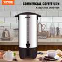 VEVOR Commercial Coffee Urn, 50 Cups/7.5L Stainless Steel Large Coffee Dispenser, 1000W 110V Electric Coffee Maker Urn For Quick Brewing, Hot Water Urn with Detachable Power Cord for Easy Cleaning