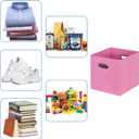 Black Fabric Cubby Storage Bins,13x13x13 Inches ,Cube Organizer Bin Foldable Storage Boxes with Dual Handles Fabric Organizer Box and collapsible Storage basket,Set of 6,Pink