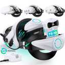 Head Strap for Meta Quest 3S/Quest 3 with Battery & Charging Dock, Double Adjustament Dials, Enhanced, Balanced, Extra Time for Oculus Quest 2 Head Strap