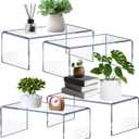 Large Acrylic Risers 4 Pcs - 5mm Thick Clear Display Risers (12.4 x 5 x 5) for Perfume Organizer, Collectibles, Figures, Jewelry & Retail Showcase