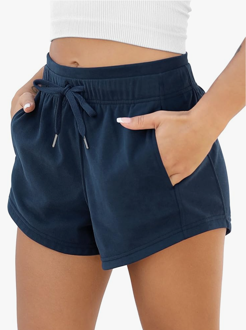 ODODOS Women's Sweat Shorts with Pockets Cotton French Terry Drawstring Summer Workout Casual Lounge Shorts MEDIUM