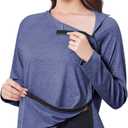 Deyeek Post Shoulder Surgery Shirts for Women Full Tear Away 2 Side Snaps After Rotator Cuff Chemo Port Adaptive Clothing (X-Large, Navy)