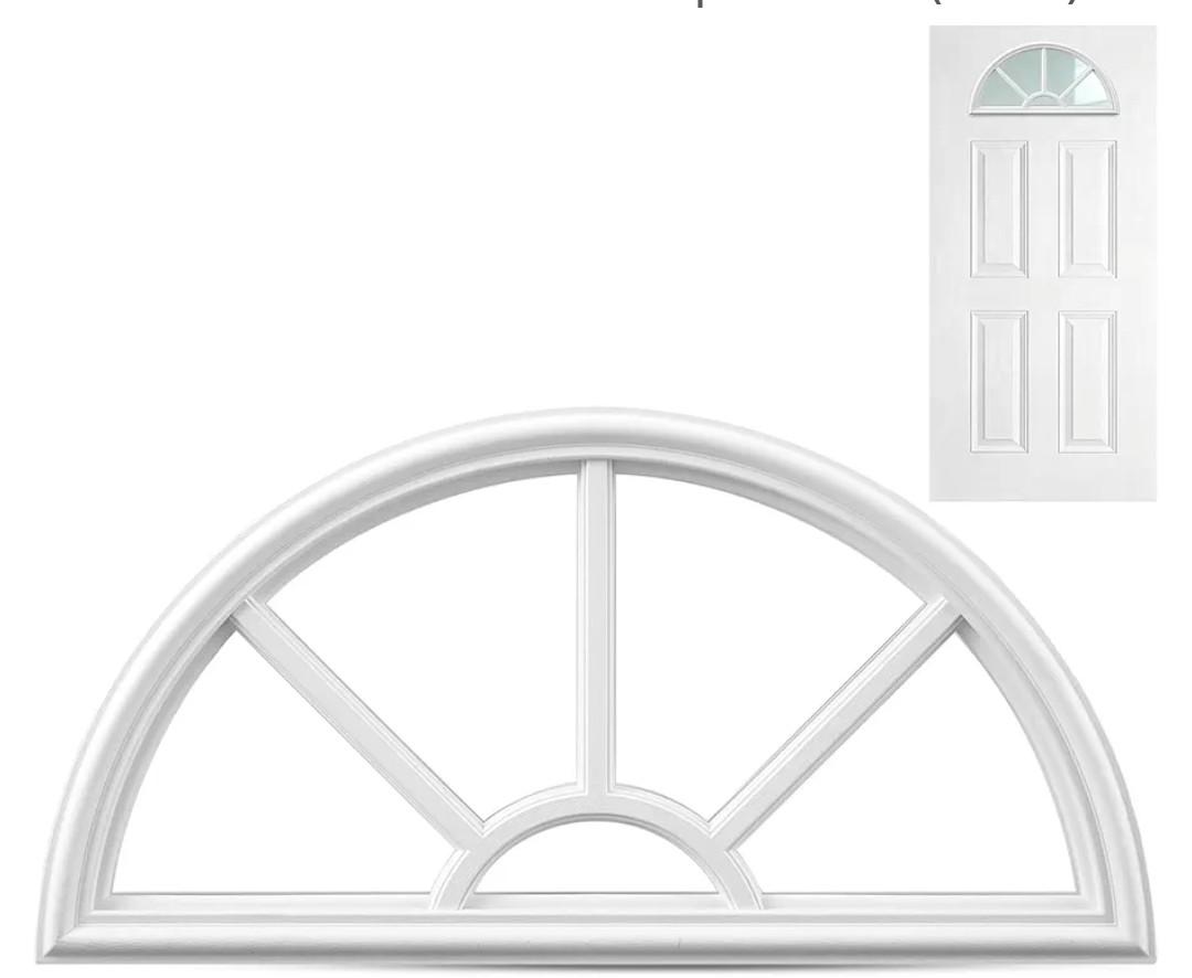 Pushglossy 1 Pcs 22" x 10" Entry Door Frame Half Round Top Exterior Door Only Replacement for 1" Glass (Glass Not Included) 5 Lite Exterior Front Doors Window Frame Insert Replacement (White)