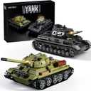 WW2 Army Tank Building Sets with Lights, Panzer IV & T-34 Military Tanks Model Kit Compatible with Lego, Great Army Toys Gift for Military Fans, Boys Kids Ages 8+ & Adults (1201 Pieces)