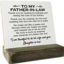 3 x Gifts for Dad from Daughter Wood Plaque Gift, Dear Dad I Love You,Plaque with Wooden Stand, Meaningful Wood Sign Plaque Gift for Dad (To My Father-in-Law)