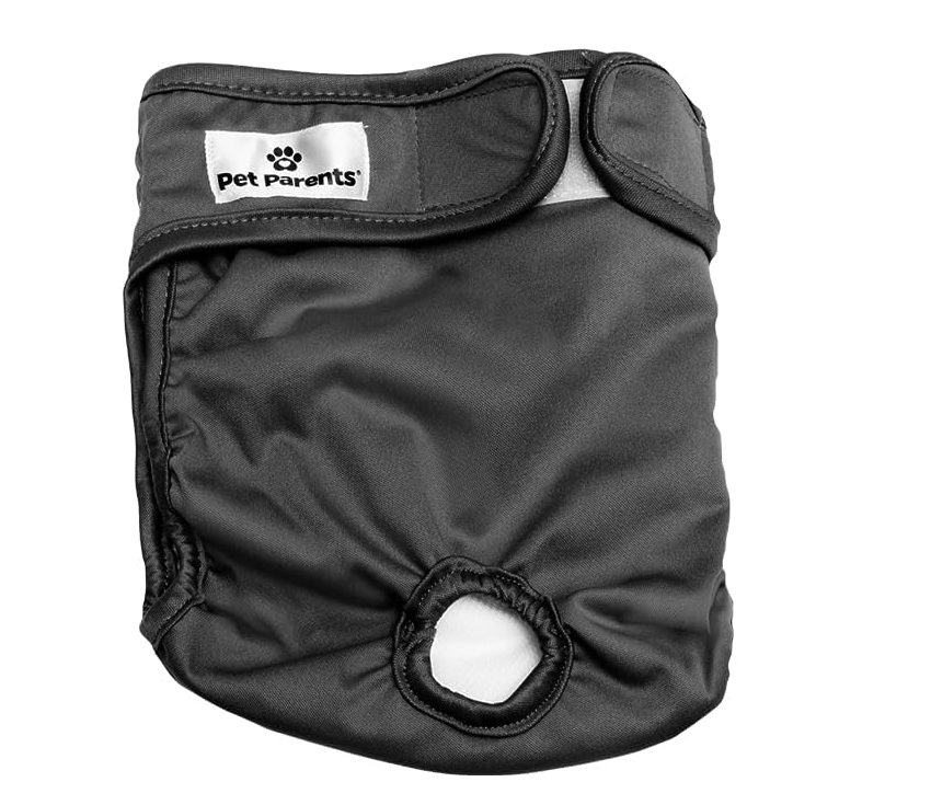 Pet Parents Washable Dog Diapers (2pack) + Extendrs of Durable Doggie Diapers, Premium Dog Diapers Female & Male (X-Large, Black)