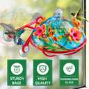Window Hummingbird Feeder - Hand Blown Glass Mounted Hummingbird Feeder with Strong Suction Cups for Outdoor Window Mount (Blue)