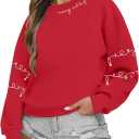 Christmas Sweatshirt Women Christmas Light Sweatshirts Merry And Bright Xmas Long Sleeve Shirts Crewneck Pullover Tops (Red, XL)