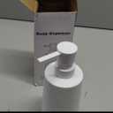 Small Soap Dispenser for Bathroom and Kitchen, Modern Farmhouse Striped Style Plastic Hand Soap Dish Soap Dispenser with Pump Matte White