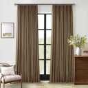 Dutch Cocoa Blackout Linen Curtains 108 Inches Long for Bedroom Pinch Pleated Black Out Curtains Lined 2 Layers Memory Shape Noise Reducing Rustic Farmhouse Living Room Darkening Window Drapes Brown