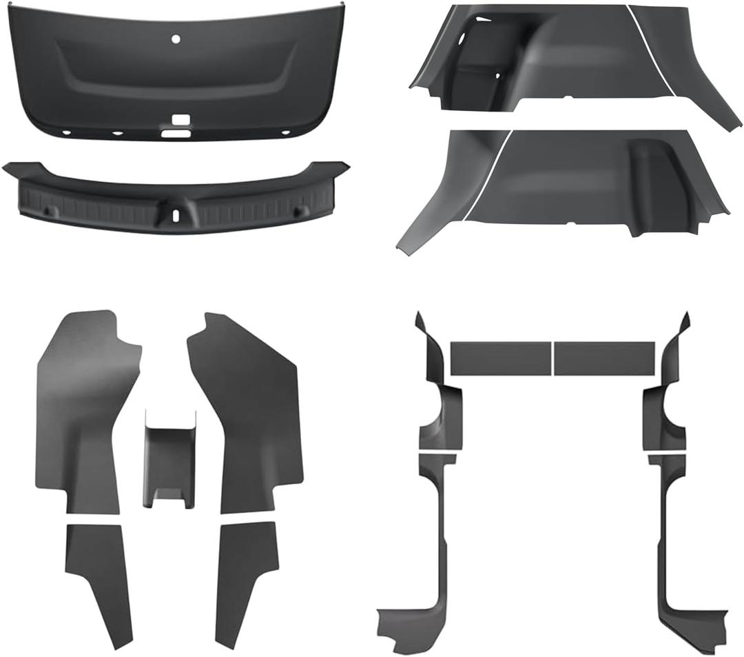 LUCKEASY 17PCS Interior Suits for Tesla Model Y Juniper 2025+ Front & Rear Door Threshold Protector | Center Console Anti-Kick Pad | Tailgate Mat & Bumper Guard | Rear Trunk Side Protective Cover