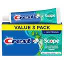 Crest + Scope Whitening Toothpaste - Pack of 3, 5.4 Oz Tubes - Anticavity Fluoride Toothpaste, Fresh Breath, Kills Germs - Tartar Protection, Enamel Protection - Minty Fresh Flavor