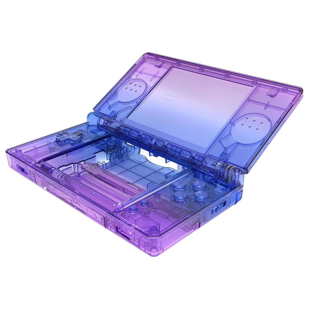 eXtremeRate Gradient Translucent Bluebell Replacement Full Housing Shell for Nintendo DS Lite, Custom Handheld Console Case Cover with Buttons, Screen Lens for Nintendo DS Lite NDSL - Console Without