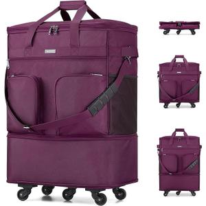 Hanke Expandable Collapsible Luggage with Wheels Suitcase Luggage Rolling Travel Bag Duffel Bag for Men Women Lightweight Suitcase Large Capacity Luggage with Spinner Wheel (Purple)