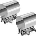 3.0 Inch Exhaust Clamp, Butt Joint Band Clamp Stainless Steel Sleeve Coupler for Pipes,Mufflers,Catalytic Converters  2 Pack
