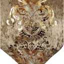 Elegant Luxury Shiny Bronze Velvet Damask Deco Tassels Wedding Party Hotel Restaurant Bed Table Runner Cloth (13inch x 82inch)
