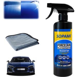 SOPAMI Car Coating Spray, Quick Effect Coating Agent,Quickly Coat Wax Spray Car Scratch Wax Polish Waterless Wash Oil Film Emulsion Glass Cleaner (1 Pc+Cloth)