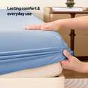 Amazon Basics Soft Fitted Sheet, Lightweight Bottom Sheet, 14-Inch Deep Pocket, Durable and Long Lasting, Easy Care, Queen, Blue, Pack of 1