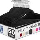 Zober Velvet Hangers - Black for Coats, Pants & Dress Clothes - Non Slip w/ 360 Degree Swivel, Holds up to 10 lbs - Strong Felt Hangers for Clothing (50 Pack)