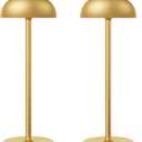 2 Pack Cordless Table Lamp, 5000mAh Portable Rechargeable Table Lamp, 3 Color Modes Stepless Dimming Table Light with Memory Function, for Dinner, Patio, Home, Restaurant.(Gold)