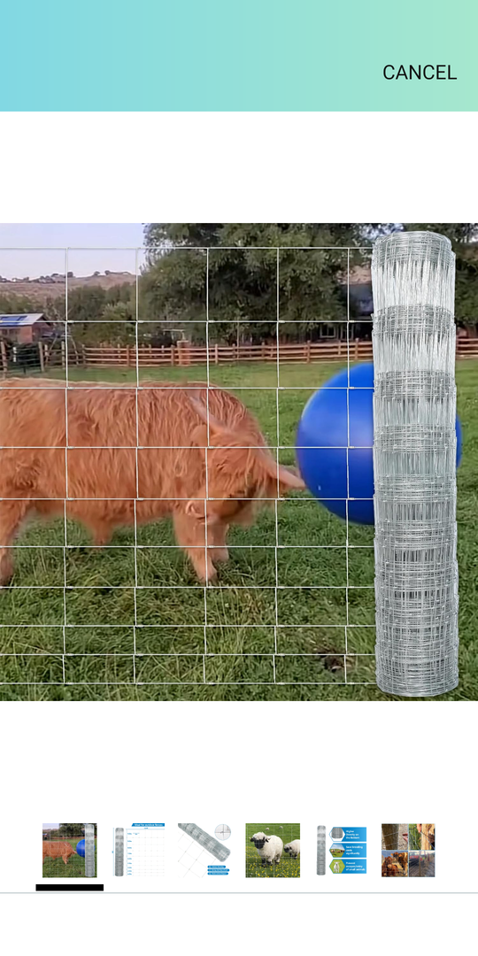 Farm Fence, 5ft X 164ft Wire Fence, Goat Cattle Deer Livestock Fence, Galvanized Woven Hog Wire Fencing,Fencing for Yard and Animals Protection