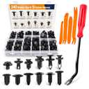 GOOACC - GRC-33 240PCS Bumper Retainer Clips Car Plastic Rivets Fasteners Push Retainer Kit Most Popular Sizes Auto Push Pin Rivets Set -Door Trim Panel Fender Clips for GM Ford Toyota Honda Chrysler (240Pcs Clips + 5 Remover)
