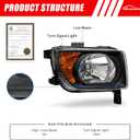 Headlight Assembly Compatible with Honda Element 2003 2004 2005 2006 Black Housing Amber Reflector Headlamp Replacement PairW/O Bulbs