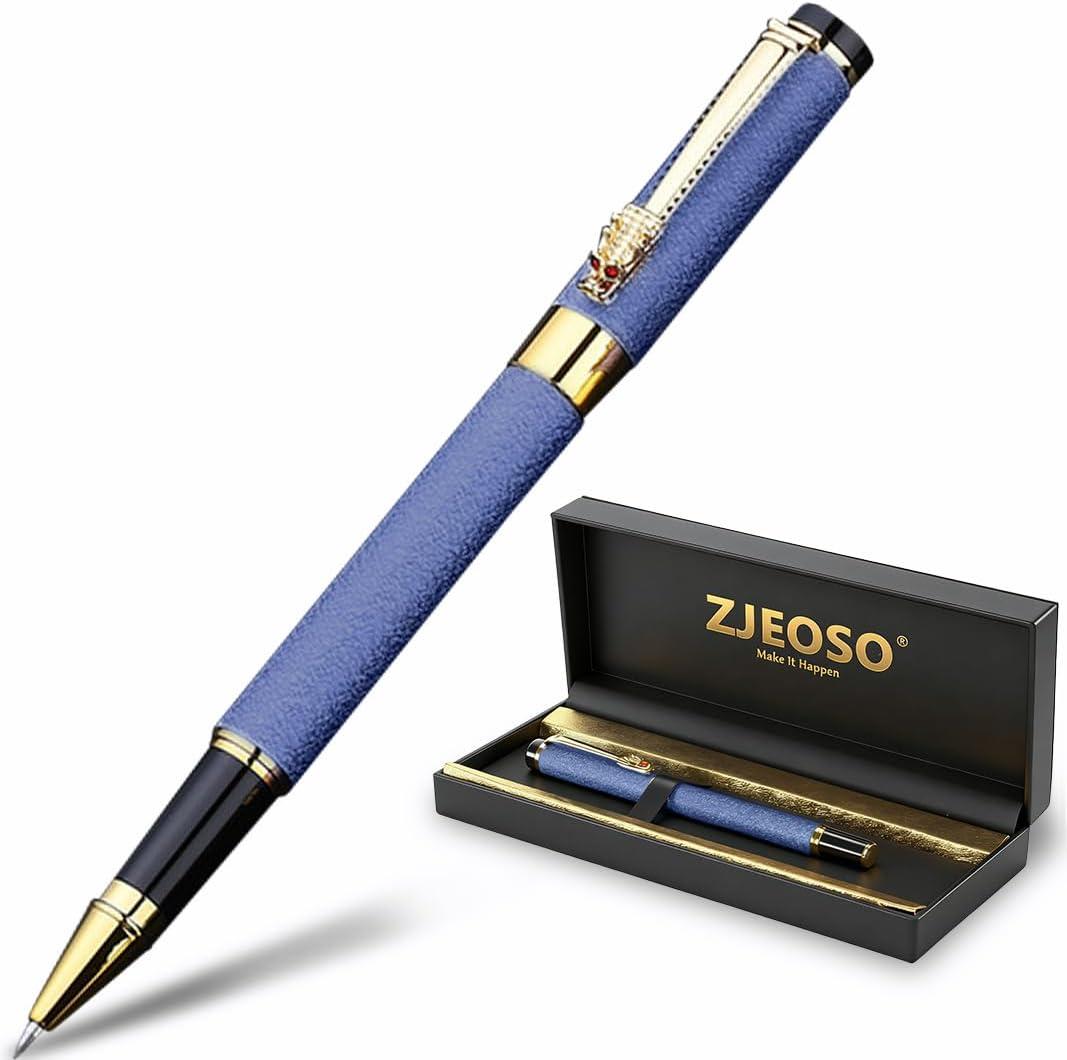 Personalized Pen | Fancy Writing Pen with Black Lacquer & Real Gold Plating | Executive Office Pen, Premium Gift Set for Men & Women | Nice Pens for Writing & Professional Use (Blue)