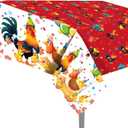 2-Pack Watercolor Rooster Party Tablecloths  54x87 Inch Hen Rooster Disposable Party Decor for Farm Rooster-Themed Girl Boy Birthdays, Camping, & Outdoor Celebrations