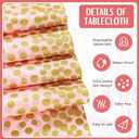 Breling 8 Pack Pink and Gold Disposable Plastic Tablecloths and Satin Table Runner Set, 54 x 108 Inch Tablecloth, 12 x 108 Inch Table Runners for Wedding Graduation Birthday Baby Shower