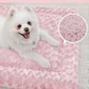 Washable Dog Bed Mat Soft Dog Crate Pad Fluffy Pet Kennel Beds Sleeping Mattress with Non-Slip Bottom for Large Jumbo Medium Small Dogs, 47 x 29 Inch, Pink