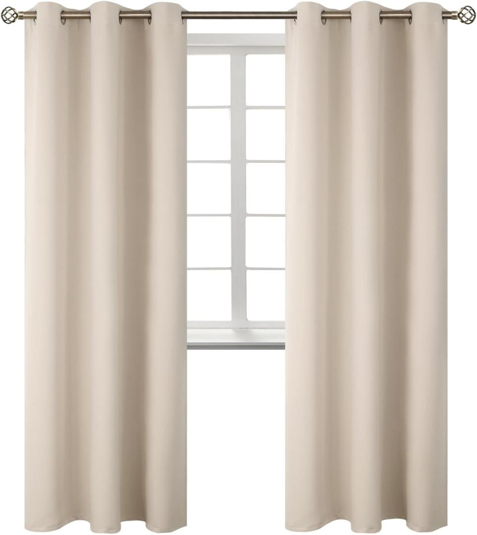 BGment Blackout Curtains - Grommet Thermal Insulated Room Darkening Bedroom and Living Room Curtains, Set of 2 Panels (42 x 84 Inch, Champagne)