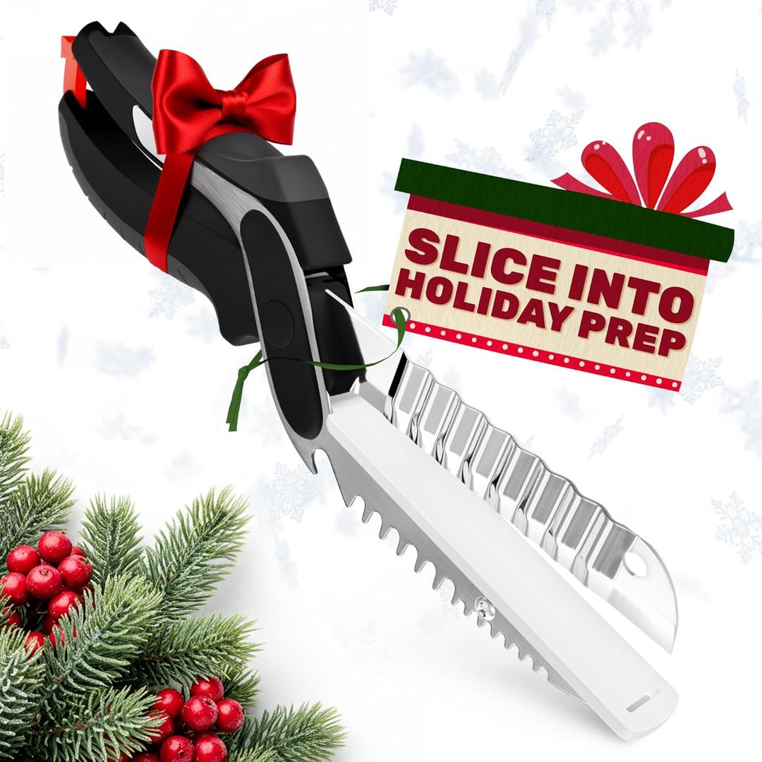 Cutting Board Scissors for Food  6-in-1 Kitchen Food Scissors with Ribbed Blade, Automatic Spring & Safety Lock, Dishwasher Safe  Kitchen Shears for Easy Slicing of Meat, Fish, Veggies Fruits, Bread