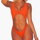 Viottiset Women's Cutout High Cut One Piece Thong Swimsuit Bikini Monokini Bandage Small