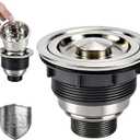 Kitchen Sink Drain Assembly, Stainless Steel Removable Deep Sink Strainer Basket, 3-1/2 Inch Sink Drain Stopper Plug, Sealing Lid