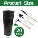 20 Pcs Plastic Deep Nursery Pots - 9.8" Tall Tree Pots, Indoor/Outdoor Use with 3 Pcs Garden Tools