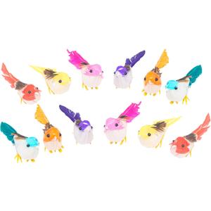 Warmtree 48 Pcs Artificial Simulation Feather Mini Decorative Fake Birds for Craft Home Ornaments Garden Wedding Decoration Embellishing, Random Color