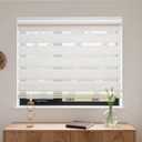 MYshade Cordless Zebra Blinds with Free-Stop Function - Dual Layer Light Filtering & Privacy Sheer Shades for Day and Night - Easy Install Window Shades for Home, Living Room, 45" W x 72" H,Beige