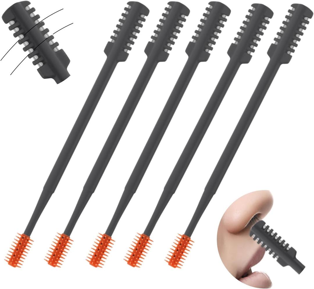 5PCS 2-in-1 Nasal Hair Cutter, 2026 Upgrade Double-Sided Nose Hair Trimmer, Manual Nose Trimmer Portable for Women and Men, Gray