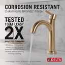 Delta Nicoli Brushed Gold Bathroom Faucet 1 Hole, Single Hole Bathroom Sink Faucet for Vanity, Push-Pop Drain Assembly, Champagne Bronze 15749LF-CZ
