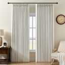 Pinch Pleated Curtains 100% Blackout Linen Curtains 95 Inches Long for Bedroom Living Room, Natural Memory Trained Thermal Insulated Room Darkening Window Pleat Drapes with Hooks, 2 Panels, 40"Wx95"L