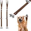 Leather Dog Doorbells for Door Knob, Adjustable Brass Potty Training Bells for Puppy to Go Outside, Easy Dog Door Bell for Potty Training