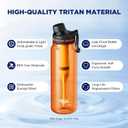 Filtered Water Bottle, Membrane Solutions C3 Water Bottle Filter with Replaceable ACFX2 Filter Cartridge, Portable Water Filter 36oz BPA-Free for Travel, Hiking & Camping Drinking use(Orange)