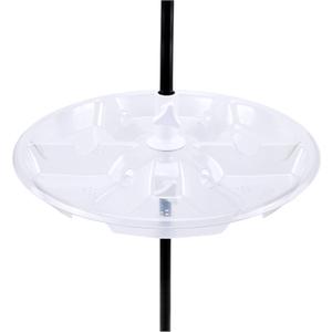 18'' Myard Anti-UV Plastic Universal Bird Seed Catcher Hoop Platform Tray with Drain Holes, Sturdy Pole-Mount Design Fits 0.5-1'' Pole for Bird Feeders Outdoors, Backyard, Garden (Transparent)