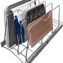 Pull Out Cookie Sheet Organizer for Cabinet, Pan and Pot Rack, Cutting Board Organizer Rack, Baking Tray Organizer for Cabinet, Adjustable Divider Width, 11" W x 22" D x 11.8" H, Chrome