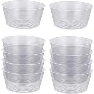 Idyllize 10 Pieces of 4 Inch Clear Thin Deep Plastic Plant Saucer Drip Tray for Pots (4'')