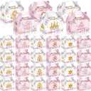 Dunzoom 24 Pcs Princess Party Favors Boxes Little Princess Goodie Treat Candy Boxes with Handles Pink Gift Container for Girls Birthday Party Baby Shower Supplies