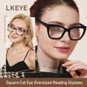 Oversized Reading Glasses Women Men Oprah Style Blue Light Blocking Computer Square Reader Spring Hinge Eyewear LK6085 (C1black+c4pink Tortoise+c5champagne)